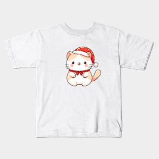 Cute Christmas Kitty Cat Kids T-Shirt